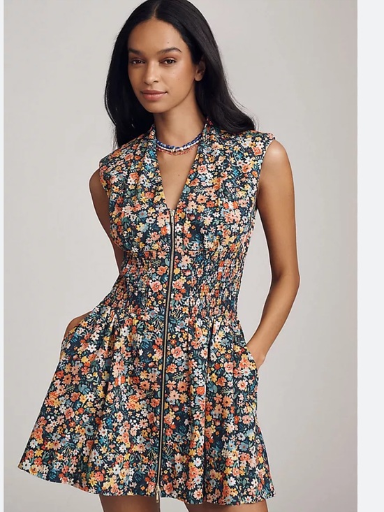 Anthropologie Dresses & Skirts - Anthropologie Tommie Navy Floral Zip-Front Mini Dress